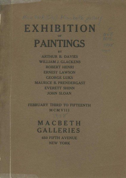 Cover dari katalog pameran para pelukis ‘The Eight’ di Macbeth Gallery di New York, 1908 (Sumber: wikipedia.org) 