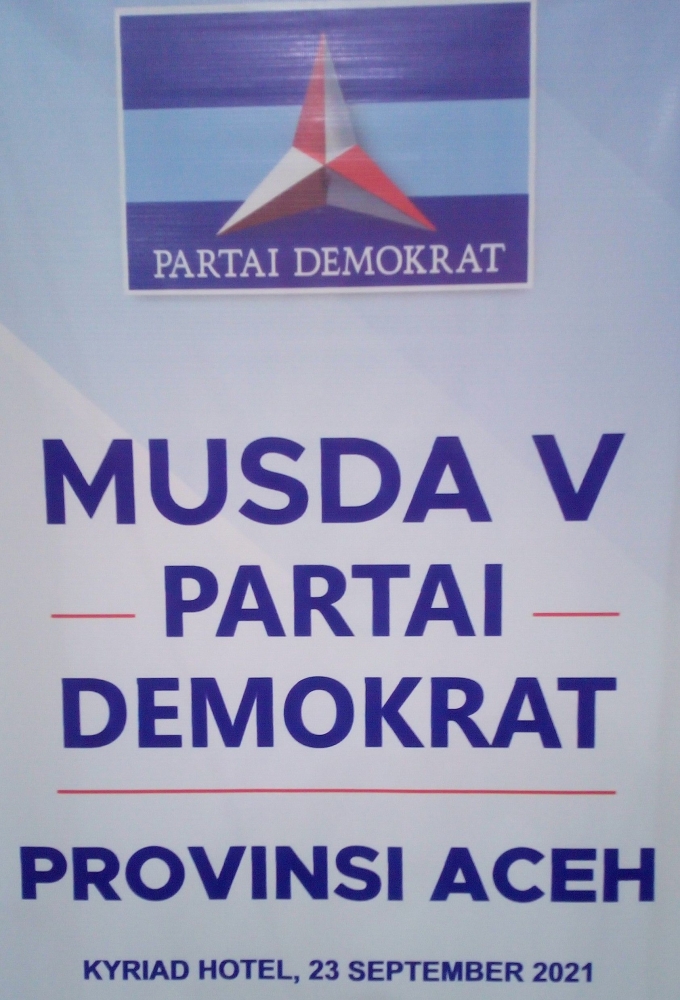 Banner MUSDA V Partai Demokrat Aceh (Doc Rachmad Yuliadi Nasir/Istimewa)