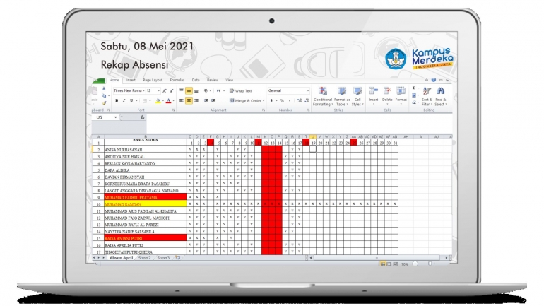 Rekapitulasi Absensi Siswa Kelas III SD Pangkalan Kota Bandung - dokpri