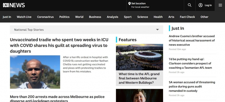 Laman utama ABC News | Screenshot dari website ABC News