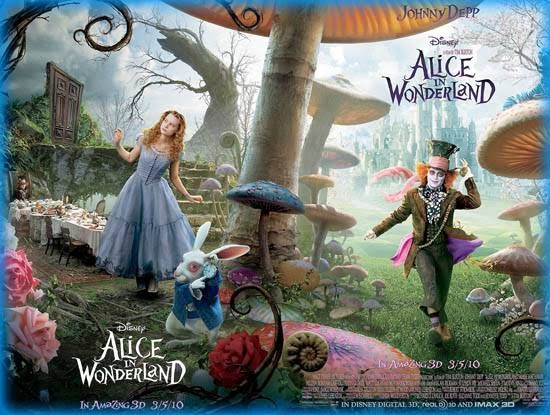 Cover film Alice in The Wonderland yang diperankan oleh Johnny Depp bersama aktris Mia Wasikowska. (Sumber: Via Gone With The Twins) 