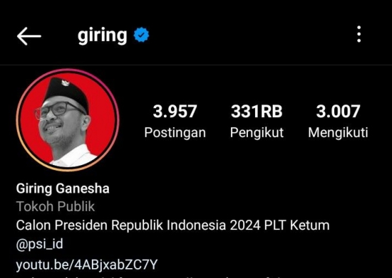 Profil instagram Giring Ganesha. Via tangkap layar (dokumen pribadi)