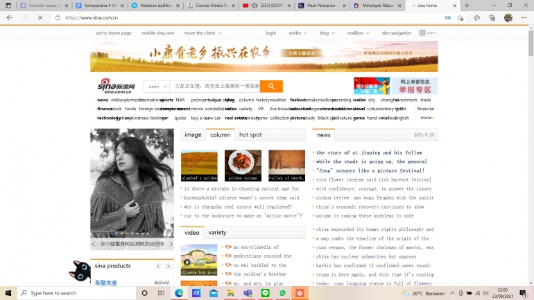 Halaman Website Sina.com