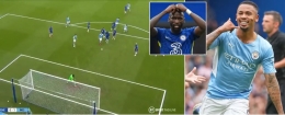 Proses terjadinya gol ke gawang Chelsea dan reaksi yang ditunjukkan Gabriel Jesus dan Antonio Rudiger: Dailymail.co.uk