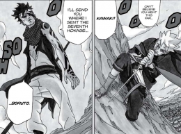 Kawaki mengancam Boruto untuk mengirimnya ketempat Hokage. (Sumber: Dok. MangaPlus Shueisha, Boruto: Naruto Next Generation Chapter 1)