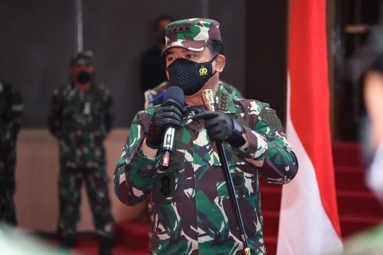 Panglima TNI Marsekal Hadi Tjahjanto di Mabes TNI, Cilangkap, Jakarta Timur, Selasa (27/7/2021 (Puspen Mabes TNI)