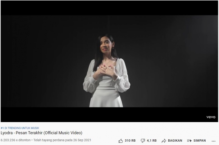 Tangkap layar Video Musik Lagu Pesan Terakhir dari Youtube. Gambar dokpri 