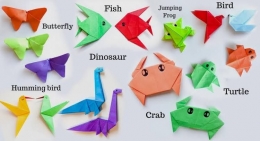 Berbagai bentuk hasil origami, Sumber gambar: Ngopibareng.com