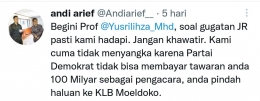 Twitt Andi Arief (sumber: screenshot di Twitter)