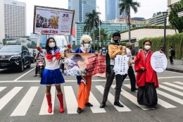 Aksi Krisis Iklim di Kedutaan Besar Jepang, Jakarta Pusat. (Jonas/Mahasiswa)