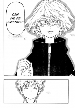 Ajakan Senju untuk berteman baik dengan Takemichi. (Sumber: Dok. Kodansha US, Tokyo Revengers Chapter 219)
