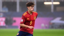 Gavi, pemain muda 17 tahun Barcelona yang dipanggil ke timnas Spanyol. Foto: Getty Images via Goal.com