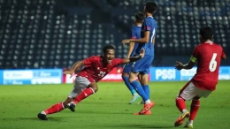 Pemain muda Ramai Rumakiek merayakan gol yang ia ciptakan. Source:Bandung Saputra/Dokumentasi PSSI