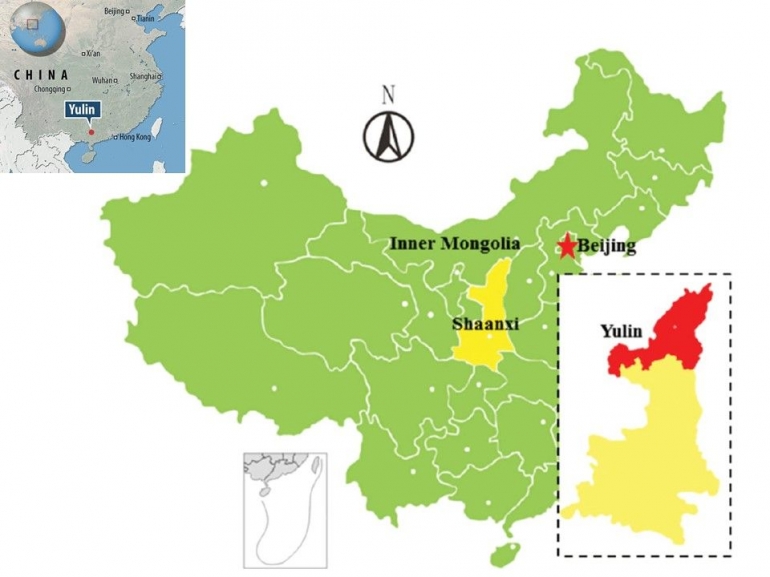 Peta Lokasi Kota Yulin, Provinsi Shaanxi, RRT. Sumber: shaanxi.baike.com