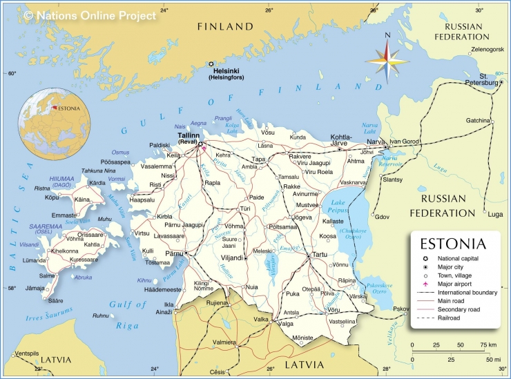 Peta Estonia. Sumber: www.nationsonline.org
