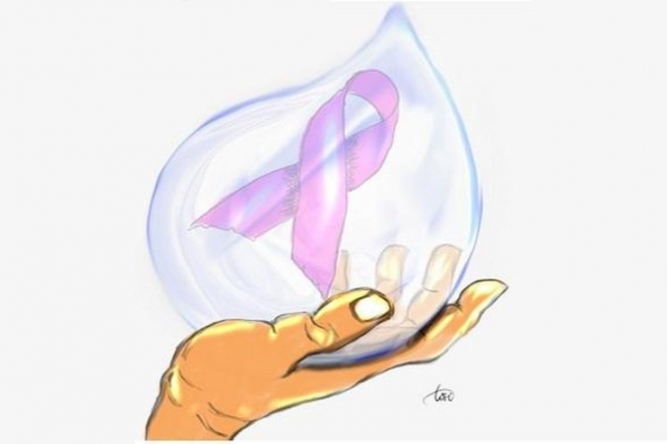 Ilustrasi dukungan/perhatian terhadap kanker payudara, kelahiran usia lanjut, dan kanker pada anak-anak. (KOMPAS/TOTO SIHONO)
