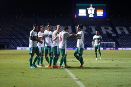 Para Pemain Timnas Indonesia merayakan gol Egy Maulana Vikri pada laga leg kedua melawan Taiwan (DOK. PSSI/via KOMPAS.COM)