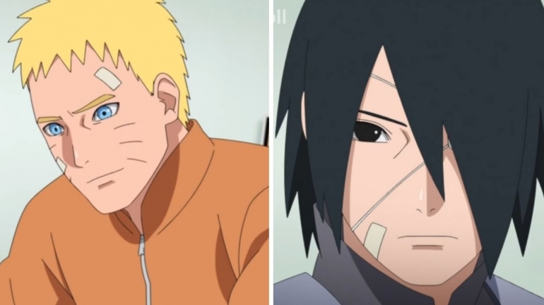 Naruto dan Sasuke usai kalahkan Isshiki. (Sumber: Tangkap Layar Animasi Boruto episode 220 via YouTube/Crunchyroll Collection)