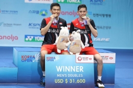 Fajar/Rian, saat Juara di Korea Open 2019 (BADMINTON INDONESIA)
