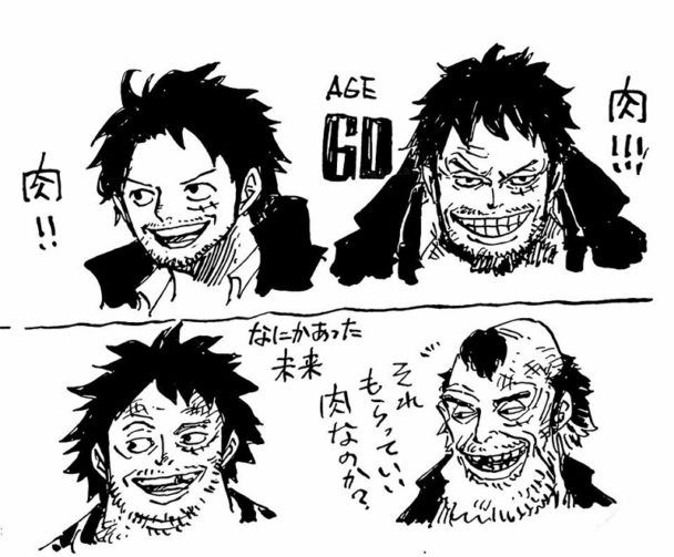 Gambaran Luffy versi tua. (Sumber: Dok. SBS, Ilustrasi One Piece by Eiichiro Oda)
