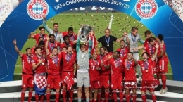 Euforia para pemain Bayern Munchen kala menjuarai  Liga Champions UEFA musim 2019-2020 (sumber :  tribunnews.com)