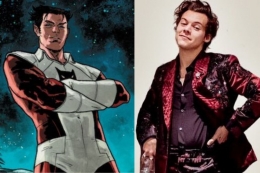Ilustrasi Harry Styles dan penampilan Eros di komik Marvel. Sumber : Pop Bella 