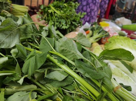Membeli sayuran di pasar lokal tradisional (pict : dok.pribadi)