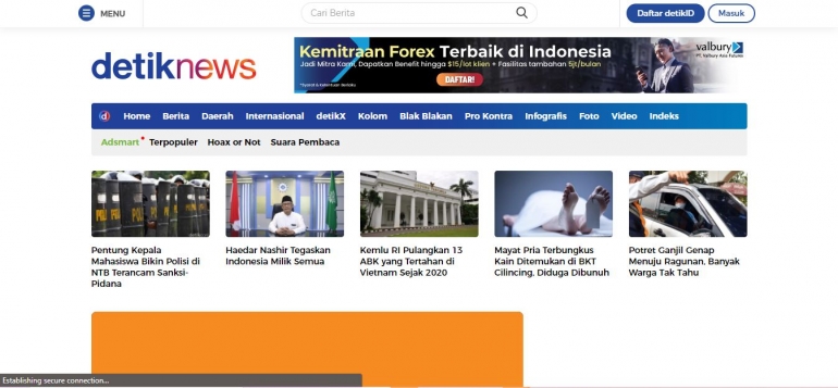 Halaman Utama detiknews | Sumber: news.detik.com