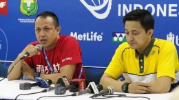 Rexy Mainaky (memegang mik) baru saja kembali menjadi bagian dari tim pelatih Malaysia: badmintonindonesia.org