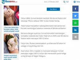 Gambar akhir tulisan berita mengenai Profil Andrew Forrets, Orang Terkaya Australia yang Bertemu Jokowi dan Luhut (4/09/2020). Sumber: Tribunnews Tangkapan layar dokpri