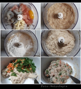 Proses memasak Siomay Ayam Wortel Kombinasi step by step. | Foto: Wahyu Sapta.