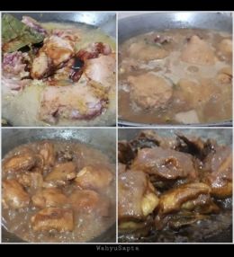 Masak Ayam Kecap hingga matang, air menyusut, dan bumbu meresap dalam dagingnya. | Foto: Wahyu Sapta.