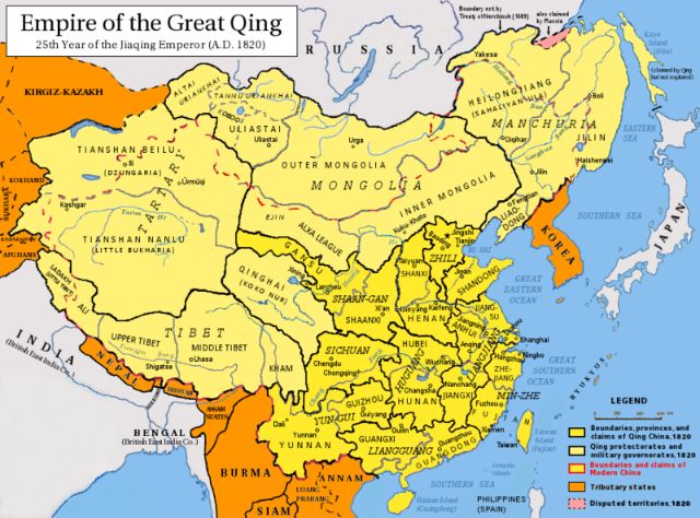 Gambar 1. Wilayah Dinasti Qing (Turchin et al, 2006)