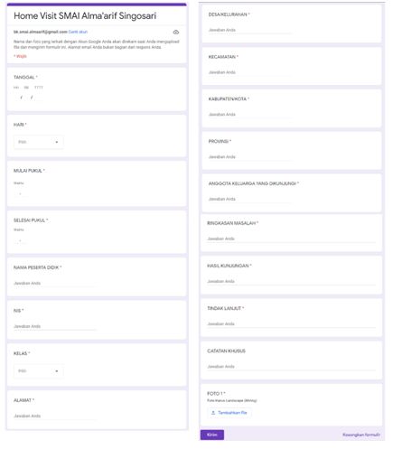 Gambar 4. Tampilan Google Form E-Home Visit/Dokpri