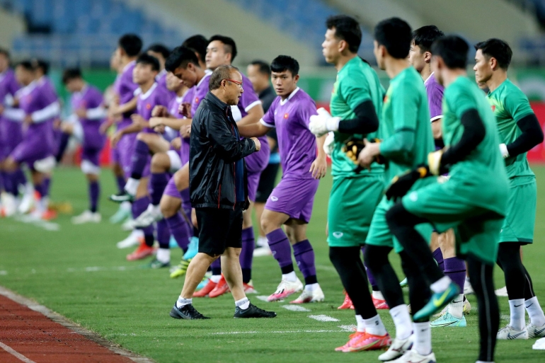 Timnas Vietnam berlatih jelang menghadapi Jepang di Kualifikasi Piala Dunia 2020 Zona Asia (11/11)/Foto: https://e.vnexpress.net/