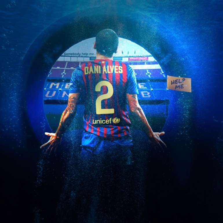 Dani Alves mencoba menolong Barcelona/Ilustrasi pribadi
