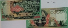 Uang kertas Rp10.000 bergambar relief Borobudur atau Barong (Sumber: Katalog Uang Kertas Indonesia 1782-1996)