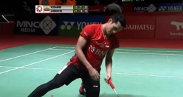 Jonatan Christie kalah di babak 2 Indonesia Masters 2021/foto tangkapan layar RCTI+