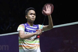 Anthony Ginting di Indonesia Masters 2021. (Foto: KOMPAS.COM/NUGYASA LAKSAMANA)