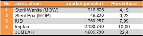 Sumber; PK21, BKKBN