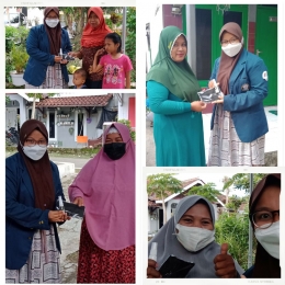 Penyerahan  poster dan pamflet cara pembuatan hand sanitizer SIRIBU kepada SDN Balapulang Kulon 03 dan ketua RT 03 RW 03 Balapulang Kulon/Dokpri