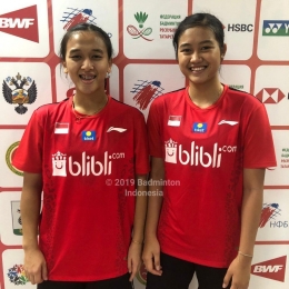 Ganda putri muda Indonesia, Febriana Dwipuji Kusuma/Amalia Cahaya lolos ke perempat final Indonesia Open 2021/Twitter Badminton Indonesia