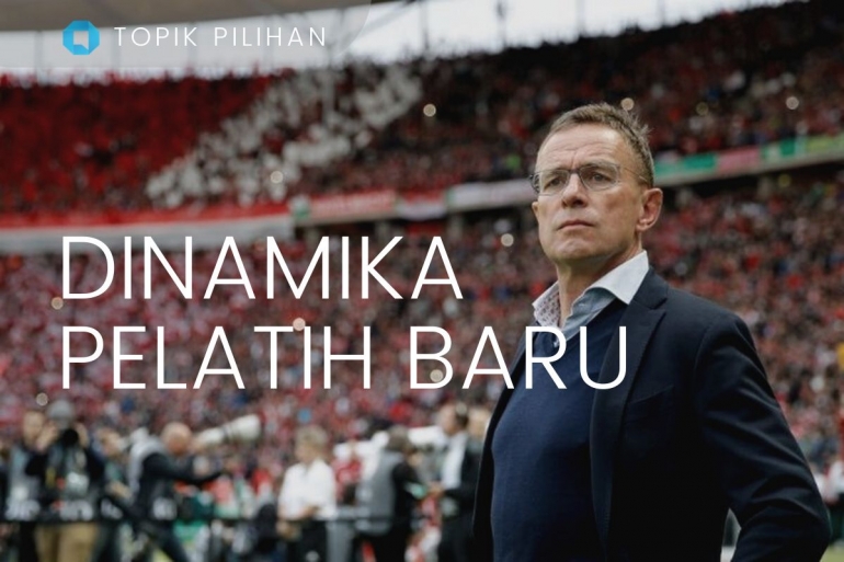 Pelatih baru Man. United, Ralf Rangnick saat masih menangani RB Leipzig. (Diolah kompasiana dari foto: AFP/ODD ANDERSEN via kompas.com)