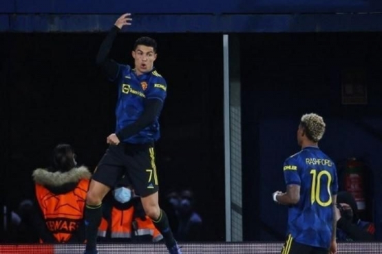 Selebrasi gol Cristiano Ronaldo saat melawan Villarreal pada matchday kelima Grup F Liga Champions. Sumber: Jose Jordan via Kompas.com