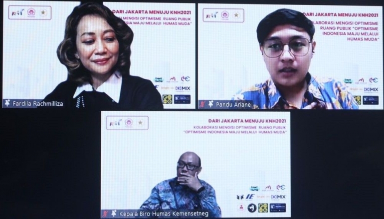 Diskusi Virtual Mengenai Optimisme Indonesia Maju Melalui Humas Muda