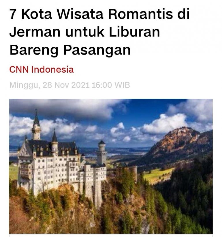 7 kota wisata romantis di Jerman| tampilan layar oleh HennieTriana dari media cnnindonesia—