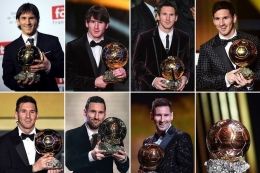 Lionel Messi peraih penghargaan Balloon d'Or terbanyak sepanjang masa (Sumber: kompas.com)
