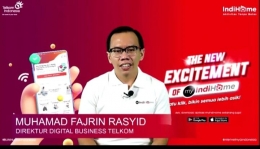 Direktur Digital Business Telkom Muhammad Fajrin Rasyid dalam acara Relaunch myIndiHome