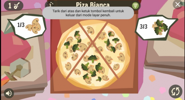 Game pizza melatih daya amat dan ketepatan berhitung anak|foto: tangkap layar game puzzle Pizza