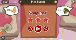 Pemain yang menang akan mendapat tiga bintang foto: tangkap layar game puzzle Pizza